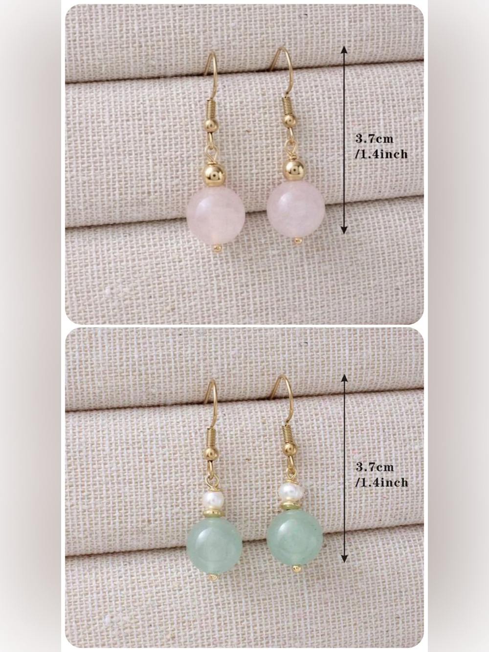 Natural Crystal Stone Drop Pierced Earrings For Women NEW - Picture 1 of 8